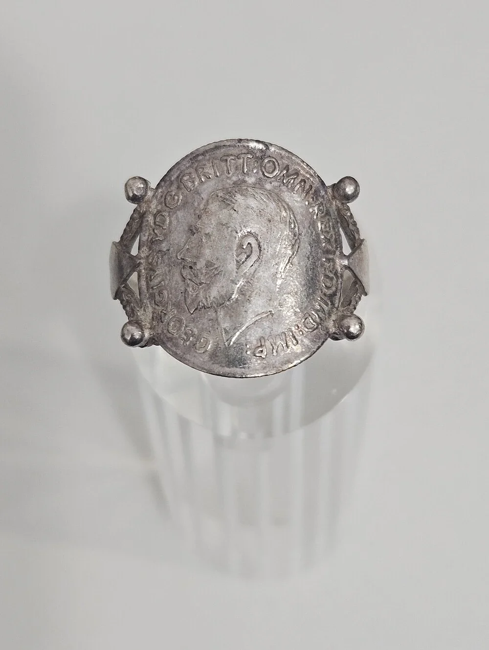 Vintage 1911 George V British Threepence Sterling Silver Coin Ring Size 9.75 US